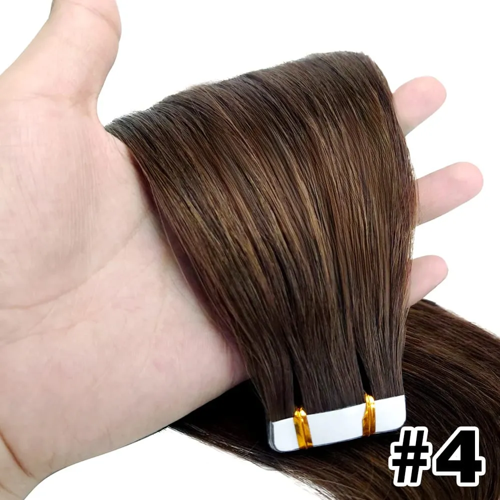 #4 Tape in Hair Extensions Human Hair Straight Hair extensions Real 100% Human Hair Tape in Extensions Brown 20Inch 20Pieces 50g — image 10