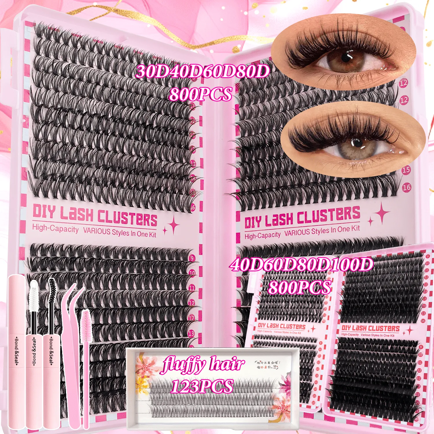 Large Capacity 123/800PCS Eyelash Extension Kit Easy to Apply Even for Beginners Soft Fluffy Dense Natural to Dramatic Eye Looks — image 3