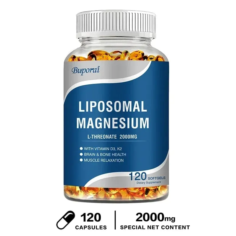 Liposomal Magnesium L-Threonate - Containing Vitamin D3 and K2 Supports Brain Bone Heart Muscle and Promotes Sleep