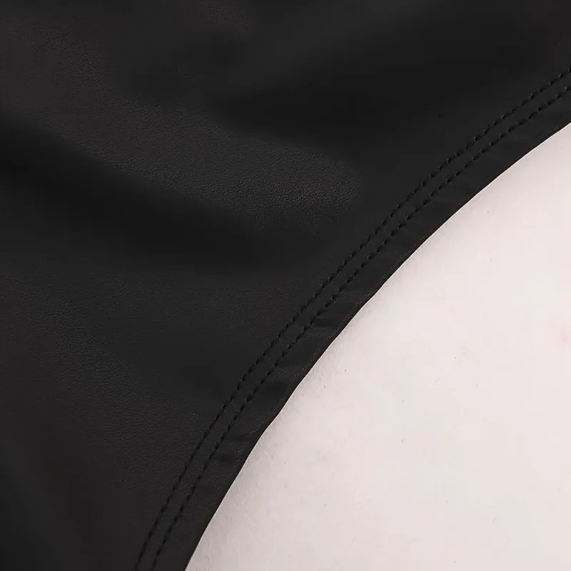 Men Faux Leather Shorts Thongs Button T Crotch Low Rise Very Hot Lingerie Sissy G-String T-Back Brief Underwear Men's Clothing — image 7