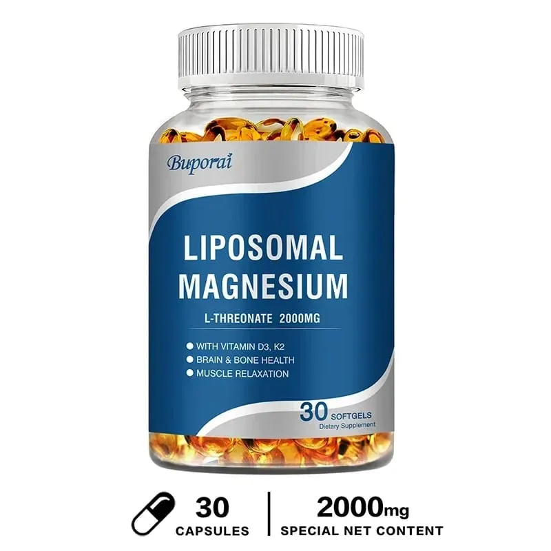 Liposomal Magnesium L-Threonate - Containing Vitamin D3 and K2 Supports Brain Bone Heart Muscle and Promotes Sleep