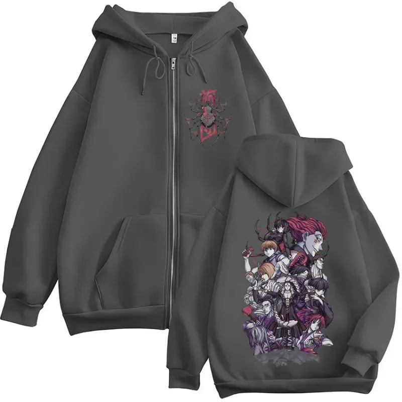Anime Hunter X Hunter Spider Phantom Troupe Zipper Hoodies Men's Zip Up Hooded Sweatshirts Long Sleeves Pullovers Jacket Coats