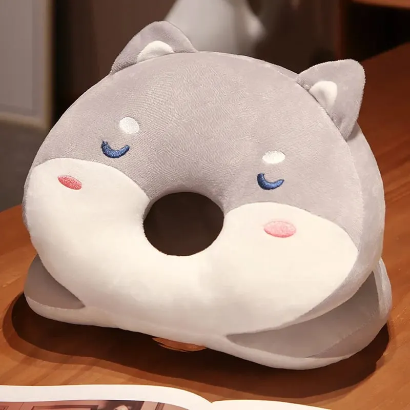 Rabbit Husky Fox Plush Nap Pillow Ice Silk Surface Cooling Sleep Cushion Office Desk Rest Pillow Home Travel Hug Pillow Gift — image 8