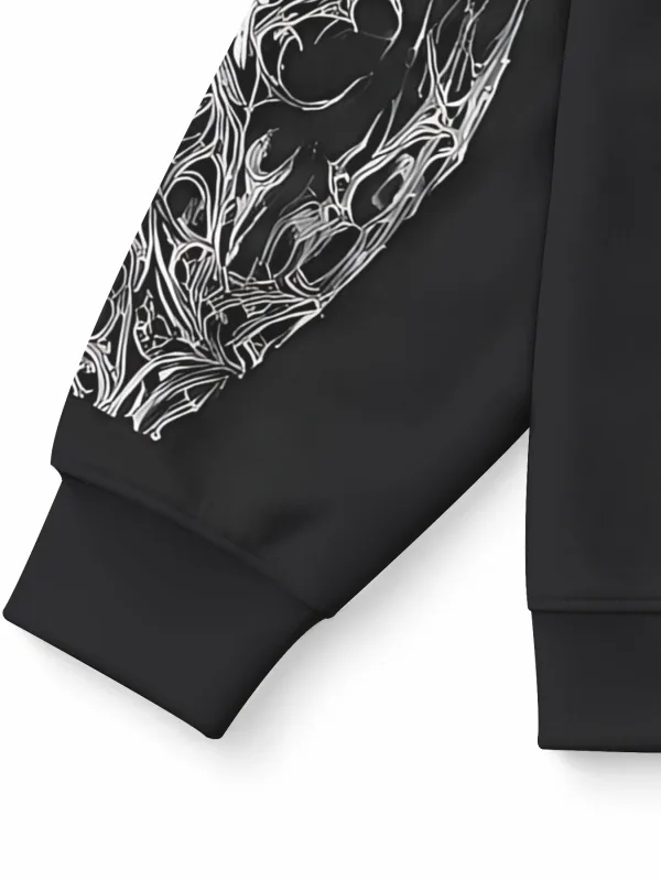 Men's winter-spring hooded sweatshirt with skull pattern for casual roller skating hip-hop streetwear — image 6