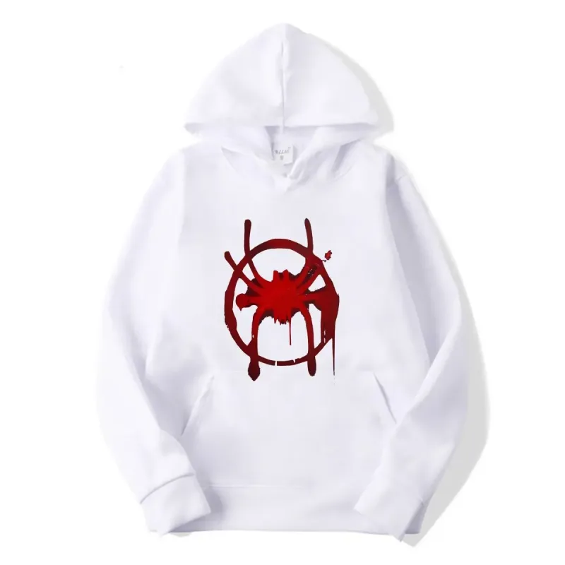 Men's and women's casual sportswear. New black hooded sweatshirt. Men's Miles Morales Spider Symbol Print Sweatshirt. — image 5