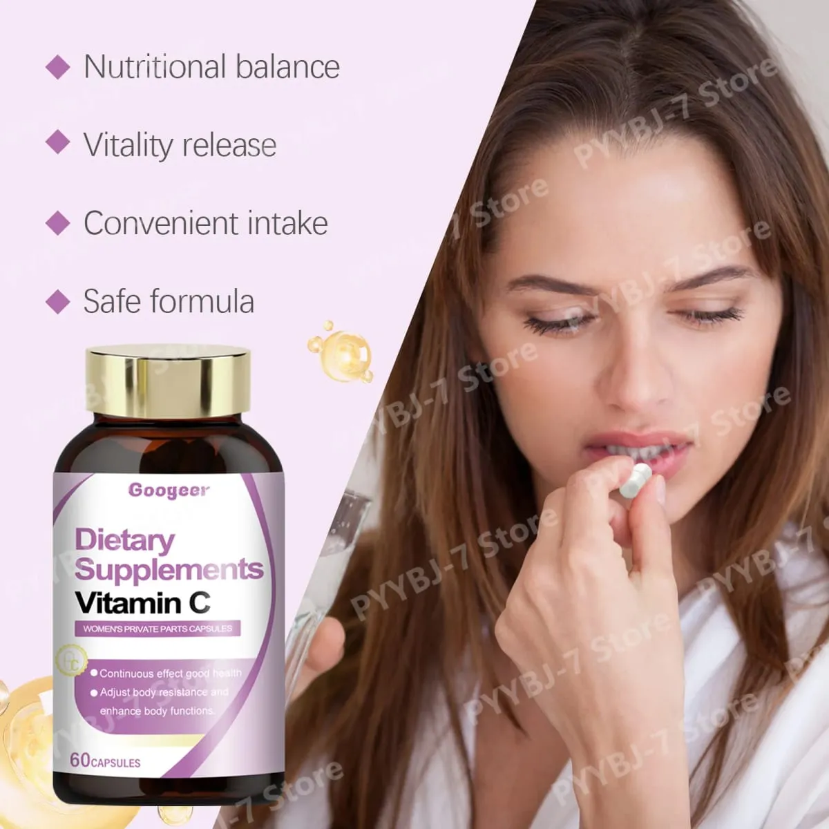 Vitamin C Capsules 60 Count Daily Nutrition Supplement Convenient Format for General Wellness and Healthy Lifestyle Support — image 3