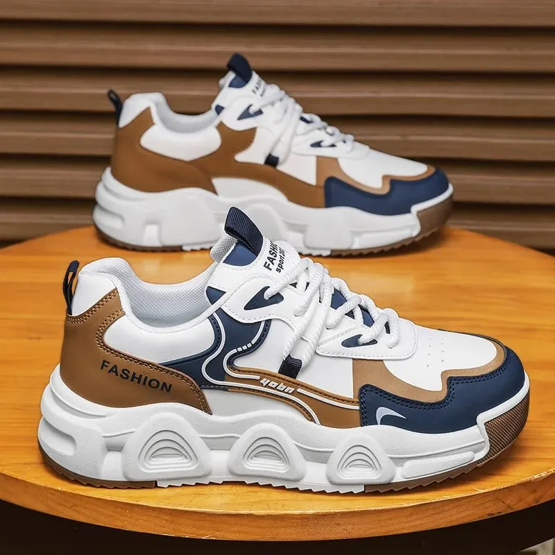Men Sneakers Chunky Dad Shoes Colorblock Platform Casual Footwear Lace Up Thick Sole Breathable Streetwear Trainers — image 6