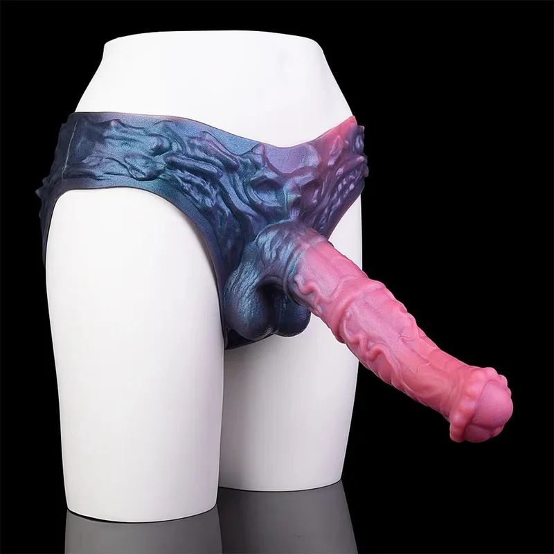 Strap On Long Horse Dildo Sheath Silicone Harness Dildo Panties Wearable Penis Sleeve Adult Sex Toy for Men Reusable Condom — image 8