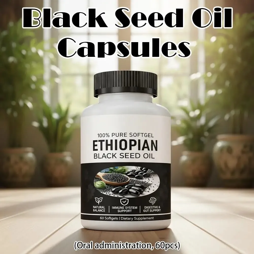 60 Capsules Bottle Black Seed Oil Supports Immune Joint Digestive Hair Skin Health Non-GMO Gluten Colon Cleansing Supplement — image 3