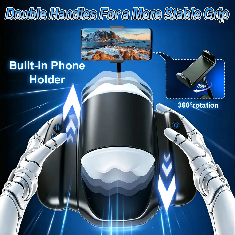 2-in-1 Automatic Thrusting & Vibration Handle Grip with Phone Holder 9 Vibration Modes Adult Toy for Men Masturbator — image 5