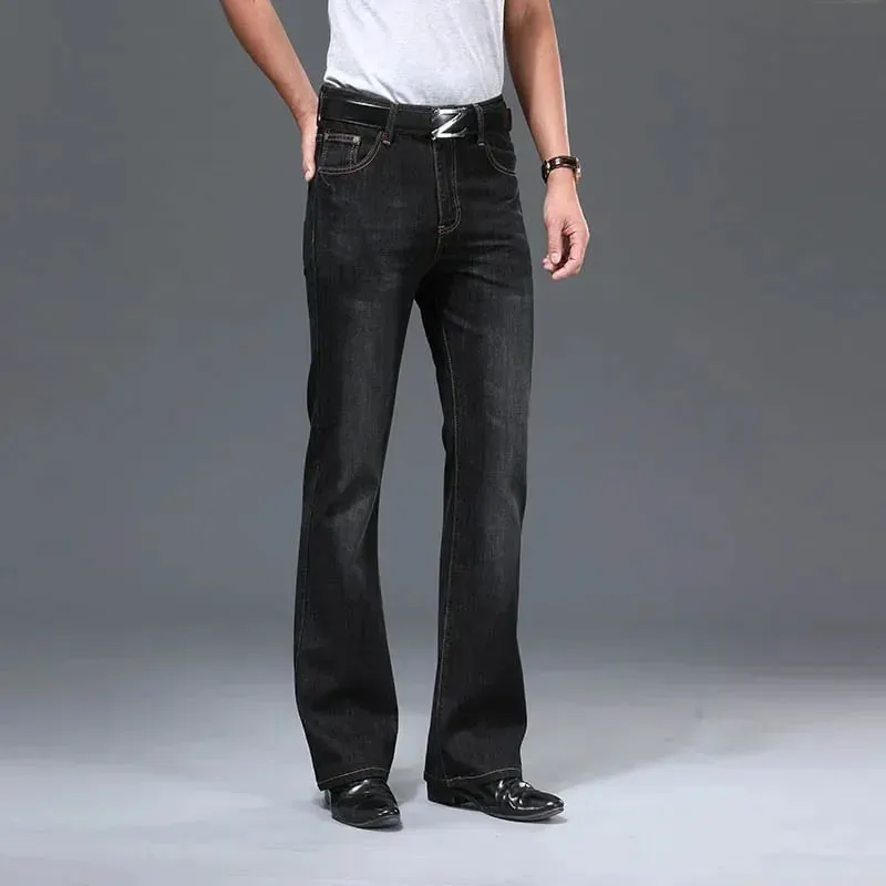 Denim Flared Jeans Men Boot Cut Denim Pants Comfortable Slightly Slim Classic Loose Casual Blue Black Trousers For Male Bootcut — image 3