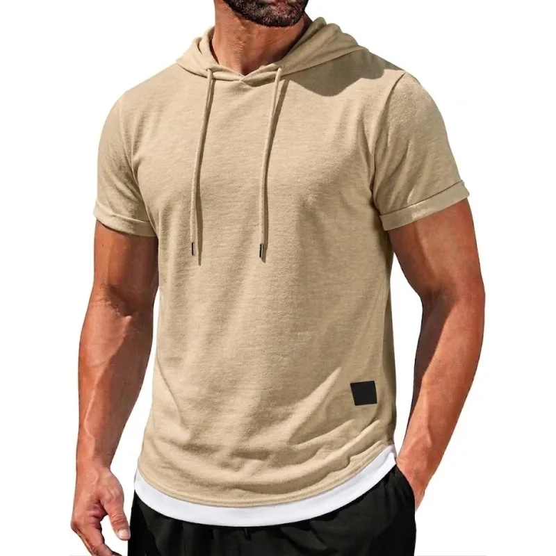 Summer Short Sleeve Hoodie Man Casual Thin T-Shirts Lightweight Pullover Hoodies Breathable Sweatshirt Korean Streetwear Gym Man