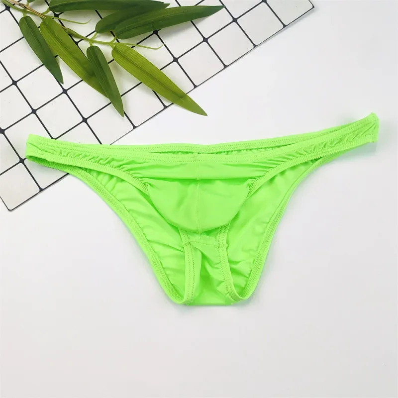 4PCS Men High Fork Briefs Mid Waist Elastic Ice Silk Brief Summer Underpants Ice Silk U Convex Pouch Male Underwear Silky Shorts — image 8