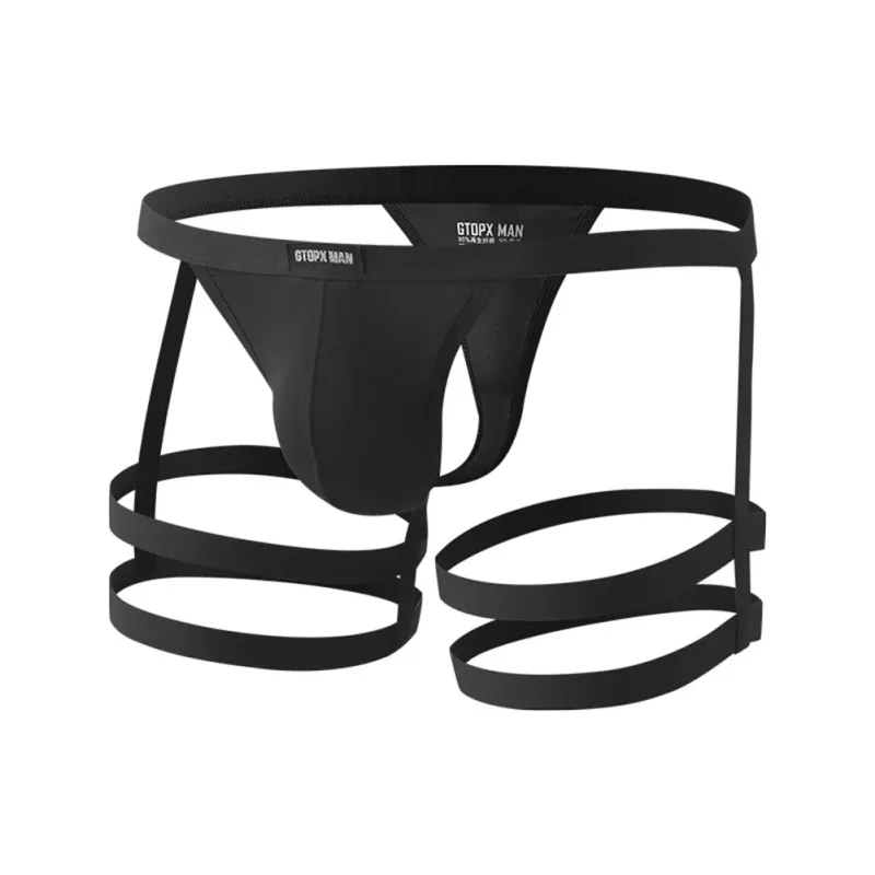Mens breathable elastic thong briefs suspender low rise with U convex pouch design suitable for spring summer autumn winter