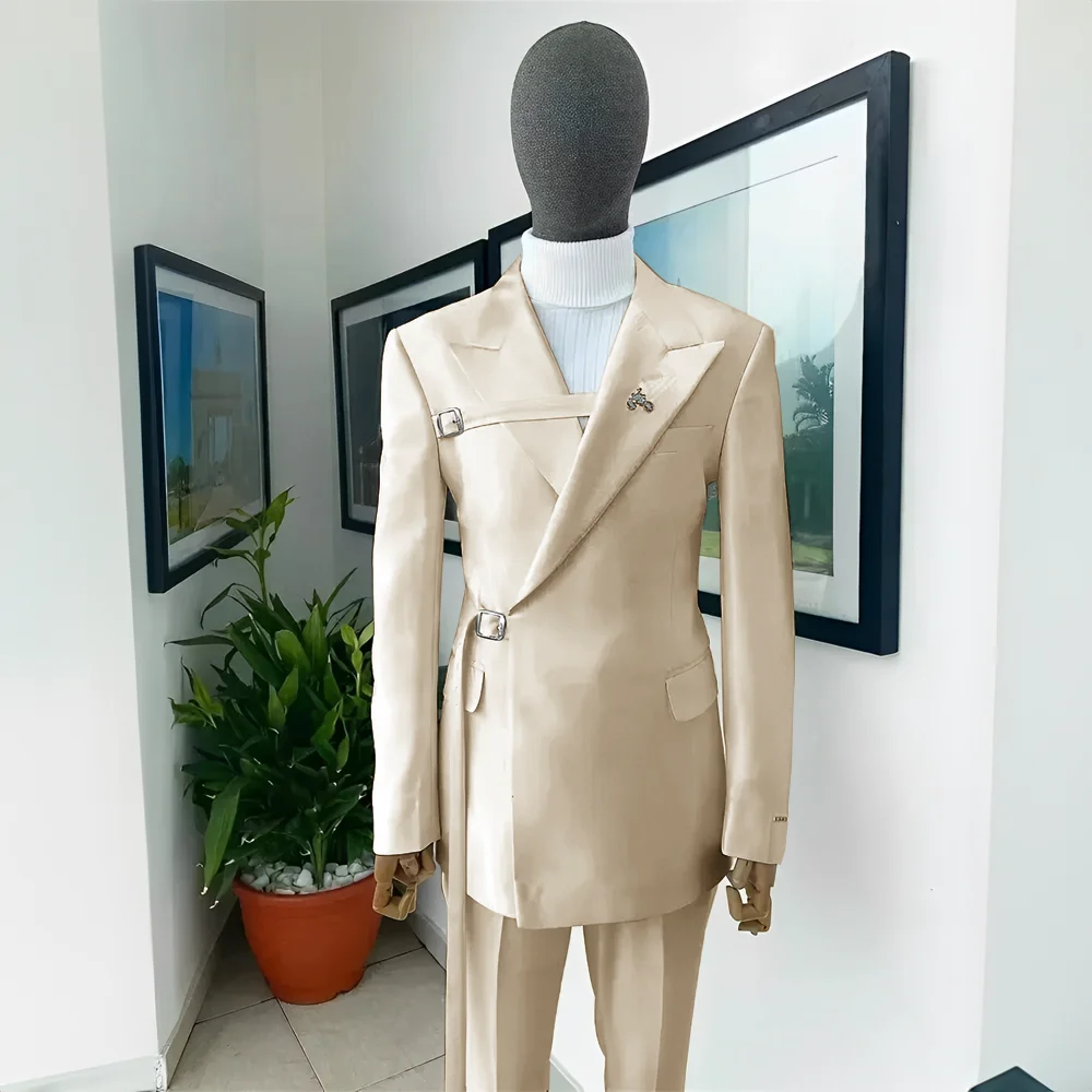 2024 New Men's Wedding Tuxedo Blazer Elegant Men's Suit 2 Piece Jacket Pants White Suit Formal Party Dress for Men