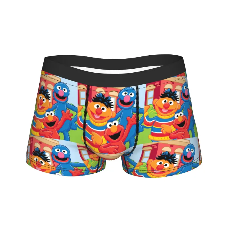S-Sesames Streets Tango Elmo & Grover Pakaian Dalam Lelaki Seluar Pendek Seluar Dalam Lucu Boxershorts Kualiti Customs Seluar Dalam Besar