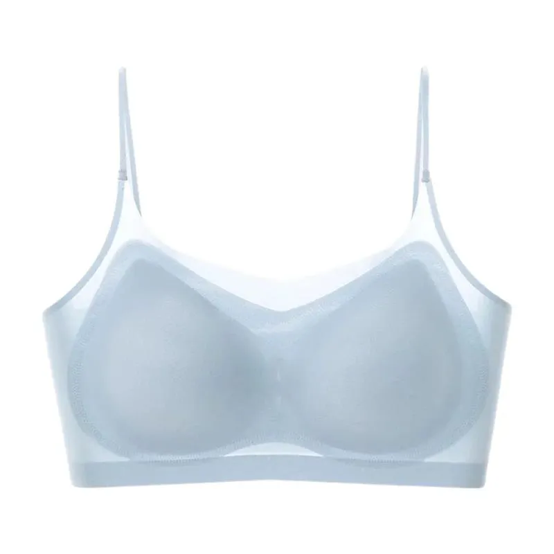 Ultra-Thin Breathable Ice Silk Bra Lingerie Women'S Seamless Back Halter Vest Wraps Small Breasts Sexy And Comfortable Top