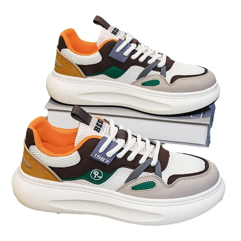 Free Shipping Sports Mens Shoes Height Increasing Thick Sole Vulcanized Sneakers Fashion Casual Lace Up Anti SlipOutdoor Walking — image 6