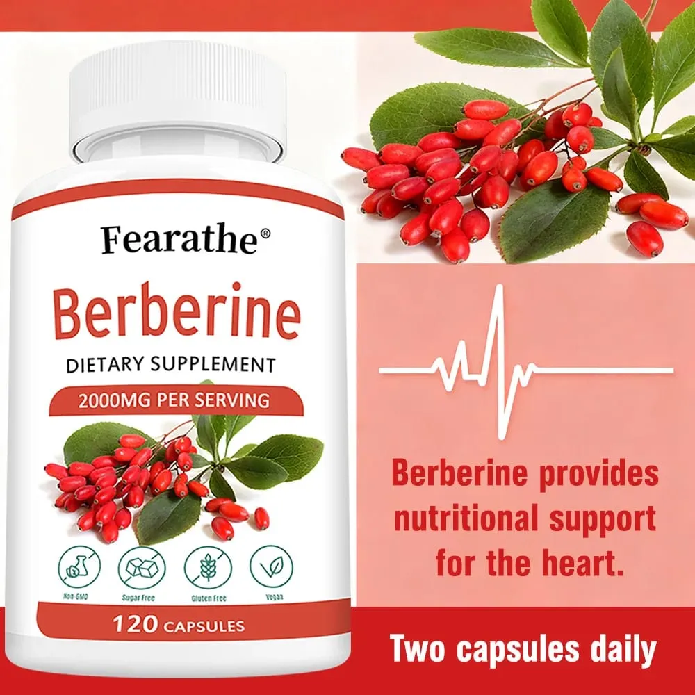Berberine HCl 2000mg Capsules Supports Cardiovascular Health Digestion Immune Function Energy Antioxidant & Anti-Aging — image 4