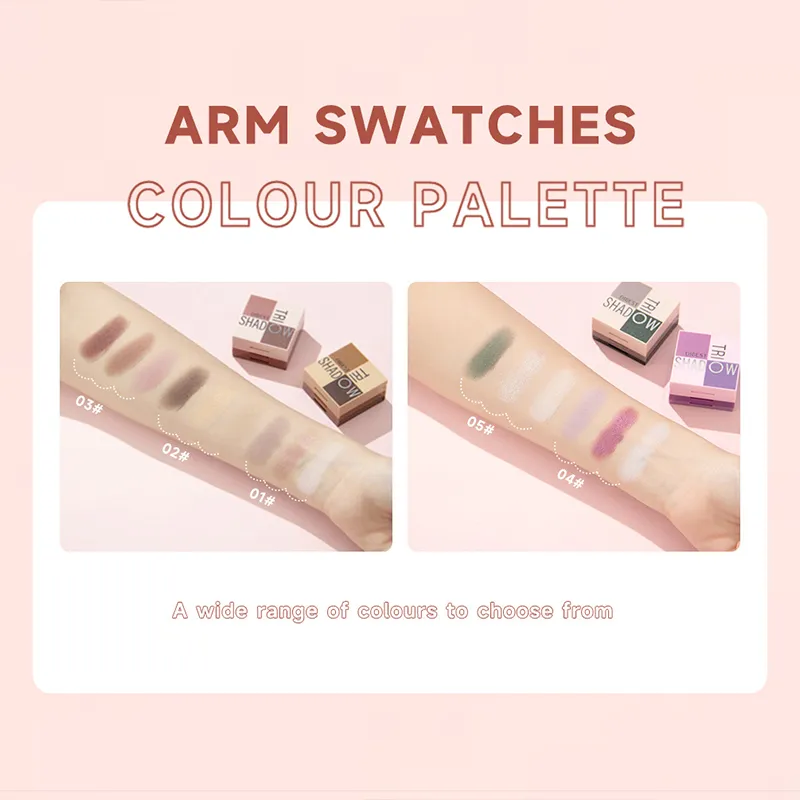 1 piece three in one eye shadow palette portable makeup matte and shiny finish multi-functional neutral tone easy to mix — image 3