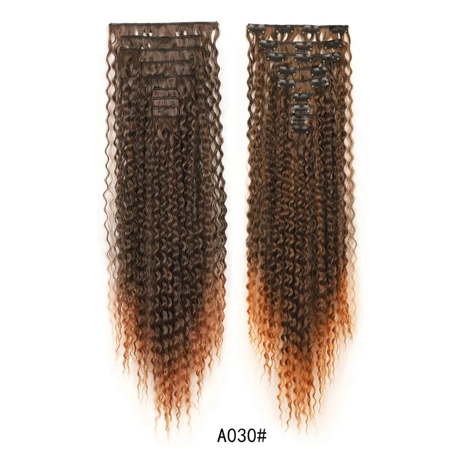 9pcs Clip in Hair Extensions 22 Inch Curly Wavy Hair Extension Loose Long Soft Synthetic Hairpieces for Women Daily Hairstyle — image 17