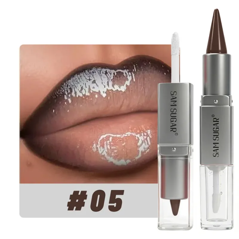 2 σε 1 Lip Liner & Lip Gloss Dual Ended Hydrating Non Stick Lipstick Matte Velvet Outline Crayon με γυαλιστερό γυαλιστερό Lip Glaze — image 9