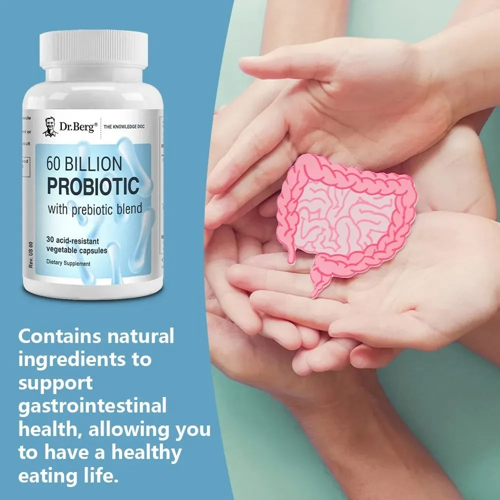 60 Billion Probiotic with Prebiotic Blend 30 Veggie Caps Gut and Digestive Health — image 3