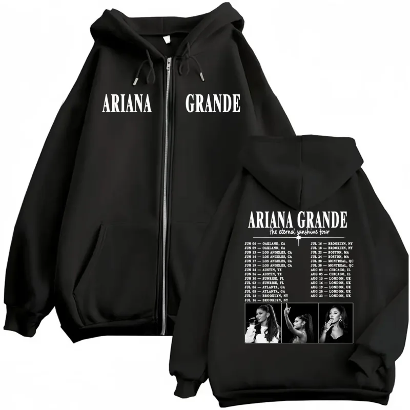 Ariana Grande Eternal Sunshine Tour Zip Up Hoodies Men Women Fashion Aesthetic Sweatshirt Jacket Coat High Quality Zipper Hoodie — image 1