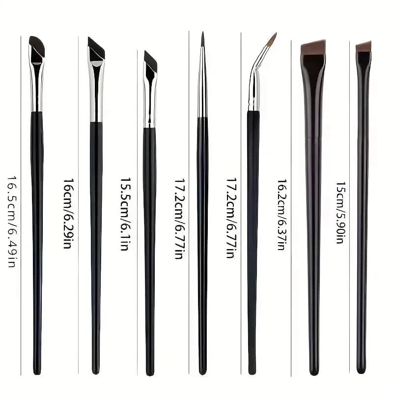 7-Piece Precision Eye Makeup Brush Set Ultra-Thin Eyeliner Eyebrow and Lower Lash Detail Brushes for Flawless Daily Eye Make
