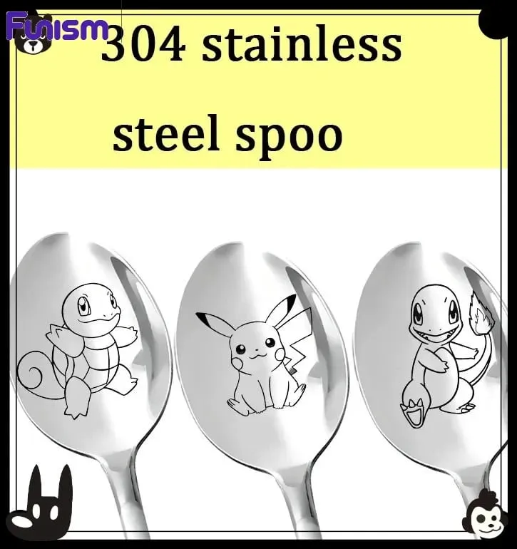 FUNISMPokemon Pikachu Children Spoon Cute Baby Soup Stainless Steel Ladle Home Food for Tableware Spoon Birthday Gifts — image 1