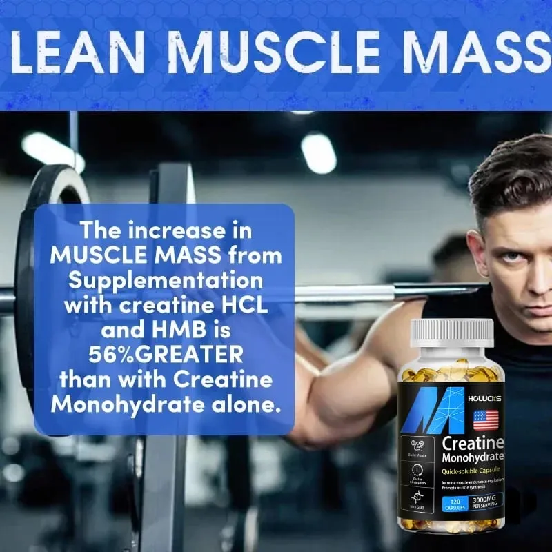 Buy 2 Get 2 Free! Pure Creatine Monohydrate Capsules Support Muscle Growth Strength & Performance Enhances Cognitive Function — image 7