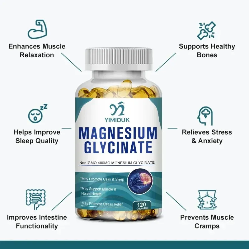 Yimiduk Pure Magnesium Glycinate Supplement with Vitamin B6 for Fights Fatigue Cramps & Heart Health Reduces Anxiety Vegan — image 3