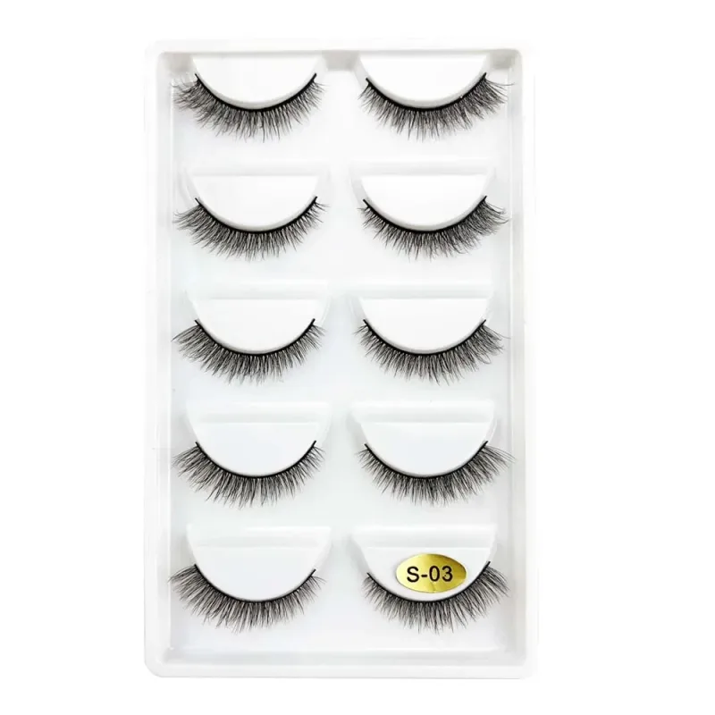 5 Pairs S03 Natural Looking 3D Mink Fake Eyelashes Makeup Tools Fluffy Style Water Mink Fur False Eyelashes for Eye Makeup