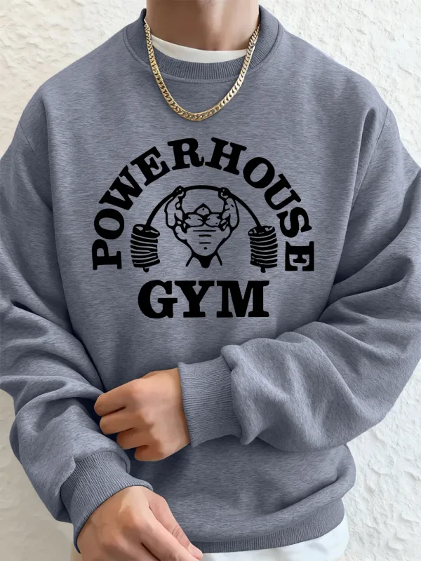 Powerhouse Gym Letter Printing Men Sweatshirts Winter Fleece Warm Hoodie Korean Loose Crewneck Pullovers Hip Hop Male Clothes — image 22