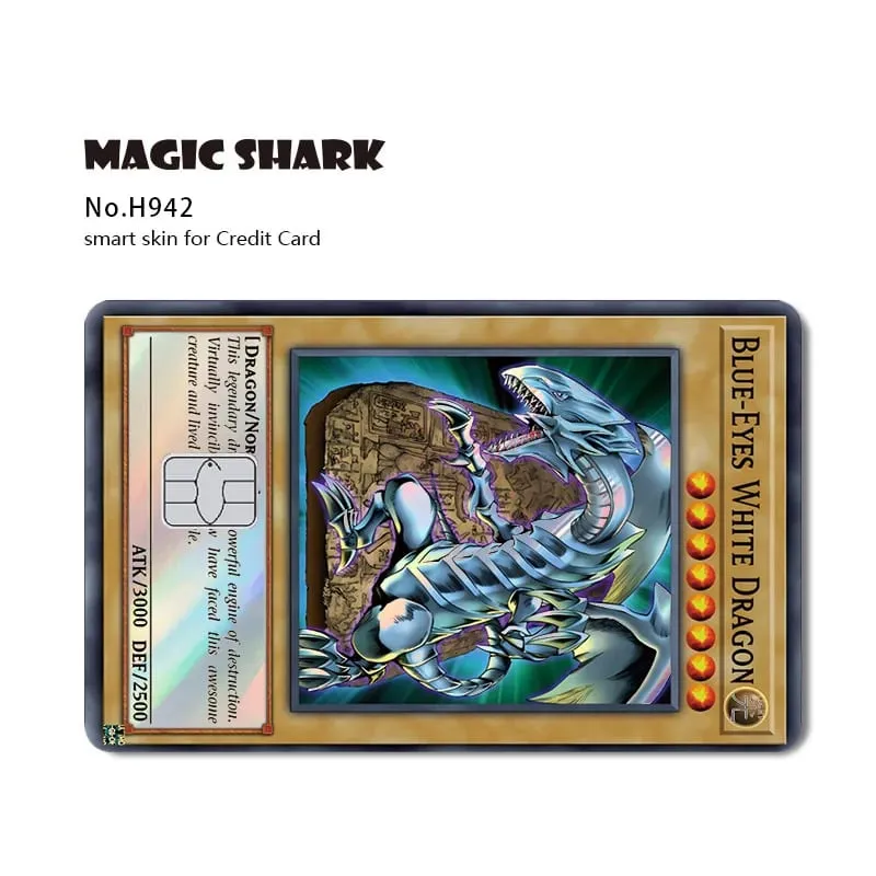 Magic Shark Yo-gi-oh Blue Eyes Dragon Game Shinny Holographic Laser Debit Credit Card Sticker Film Skin Front Cover — image 8