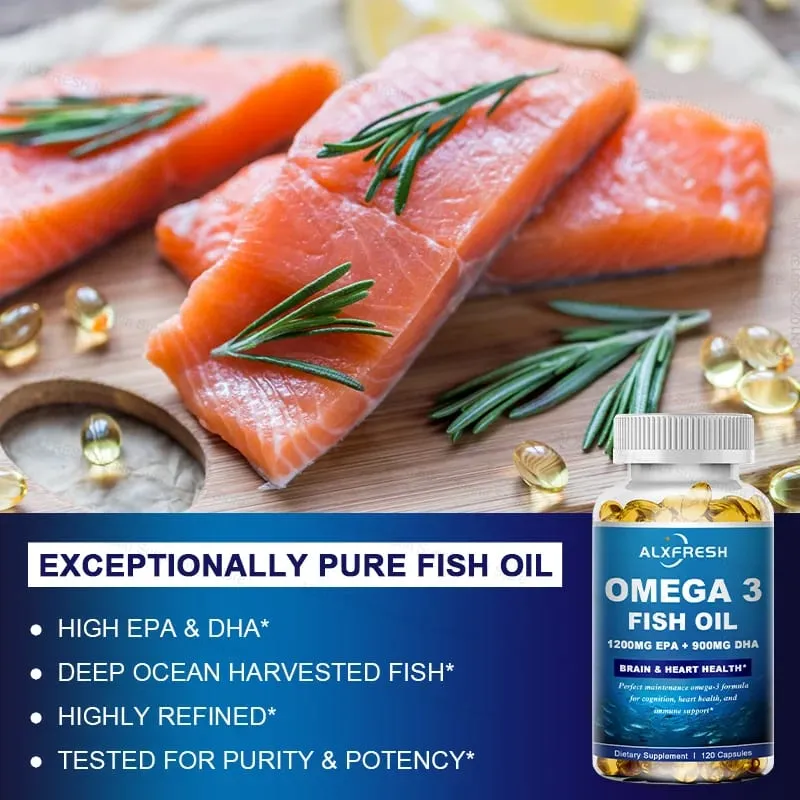 Original Omega 3 Fish Oil Capsules - High EPA & DHA Non-GMO - for Antioxidant Eyes Brain Cardiovascular Health