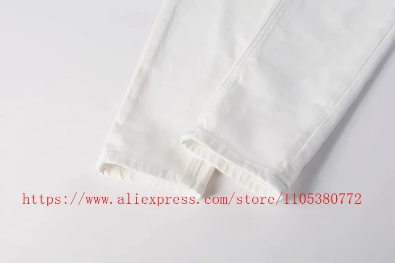 2026 New Arriva Men's Premium White Skinny Jeans Clean Fit Denim Pants High Street Fashion Trousers — image 7