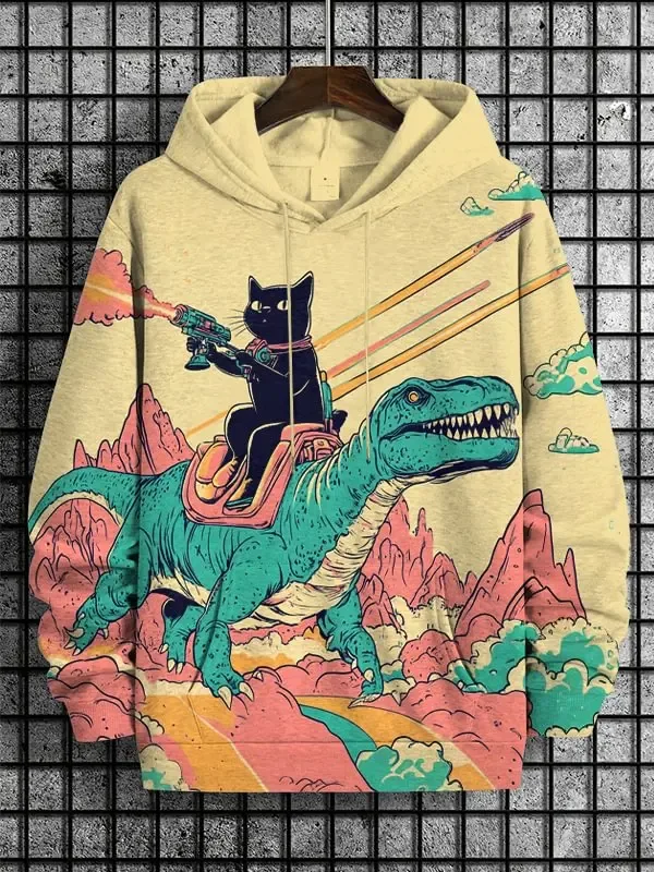 2026 Men's Hoodies Funny Cat Dinosaur UFO Art 3D Printed Cartoon Sweatshirt Men Women Tracksuit Oversized Casual Street Y2k Coat — image 8