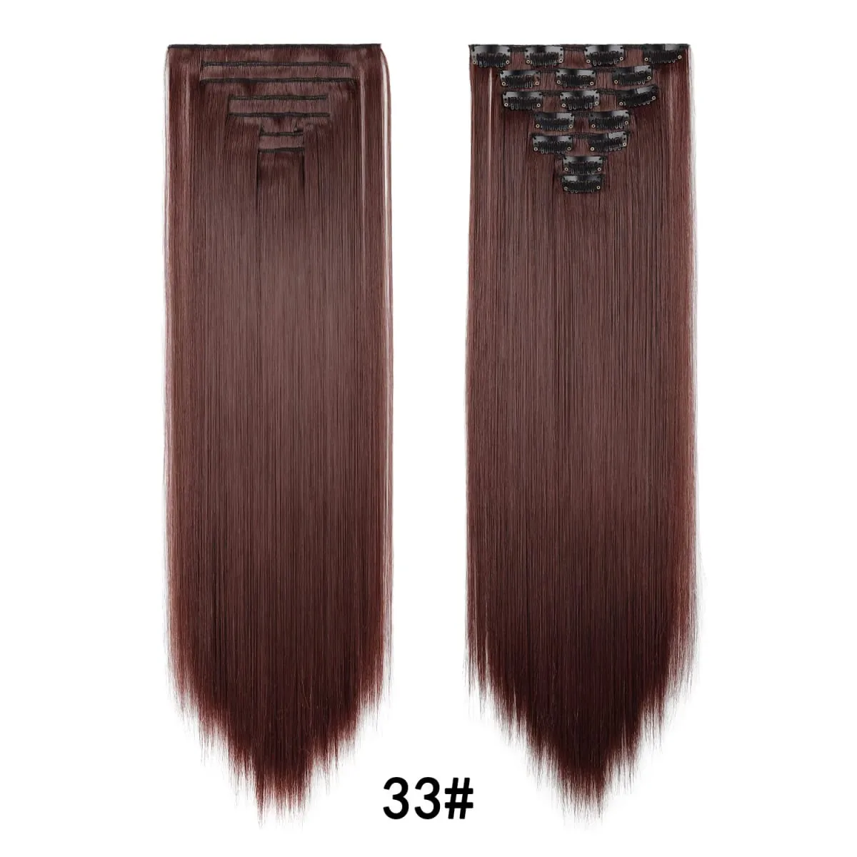 24 Inch Clip-in Hair Extensions 7 Pcs Long Straight Synthetic Hair Extensions Invisible Clip-ins Hairpieces for Women Daily — image 20