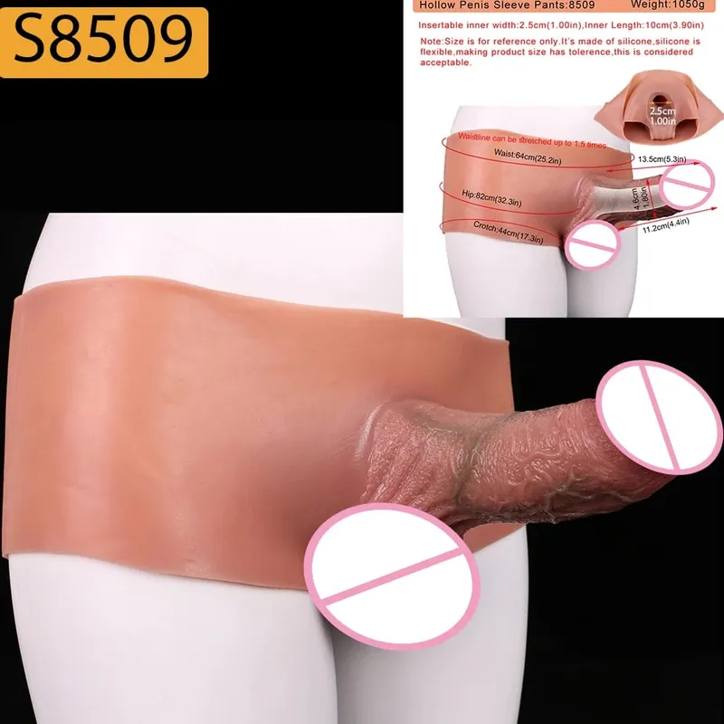 Reusable Hollow Penis Sleeve Pants насадка на член Realistic Male Dick Extender Sex Toys Couples Sex Pleasure Products — image 16