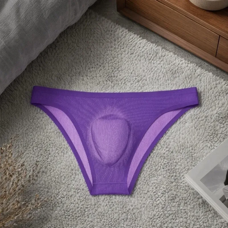 Calcinha triangular masculina de seda gelo macia, lingerie respirável, cuecas finas, cor sólida, tamanho grande, roupa íntima para homens — image 13