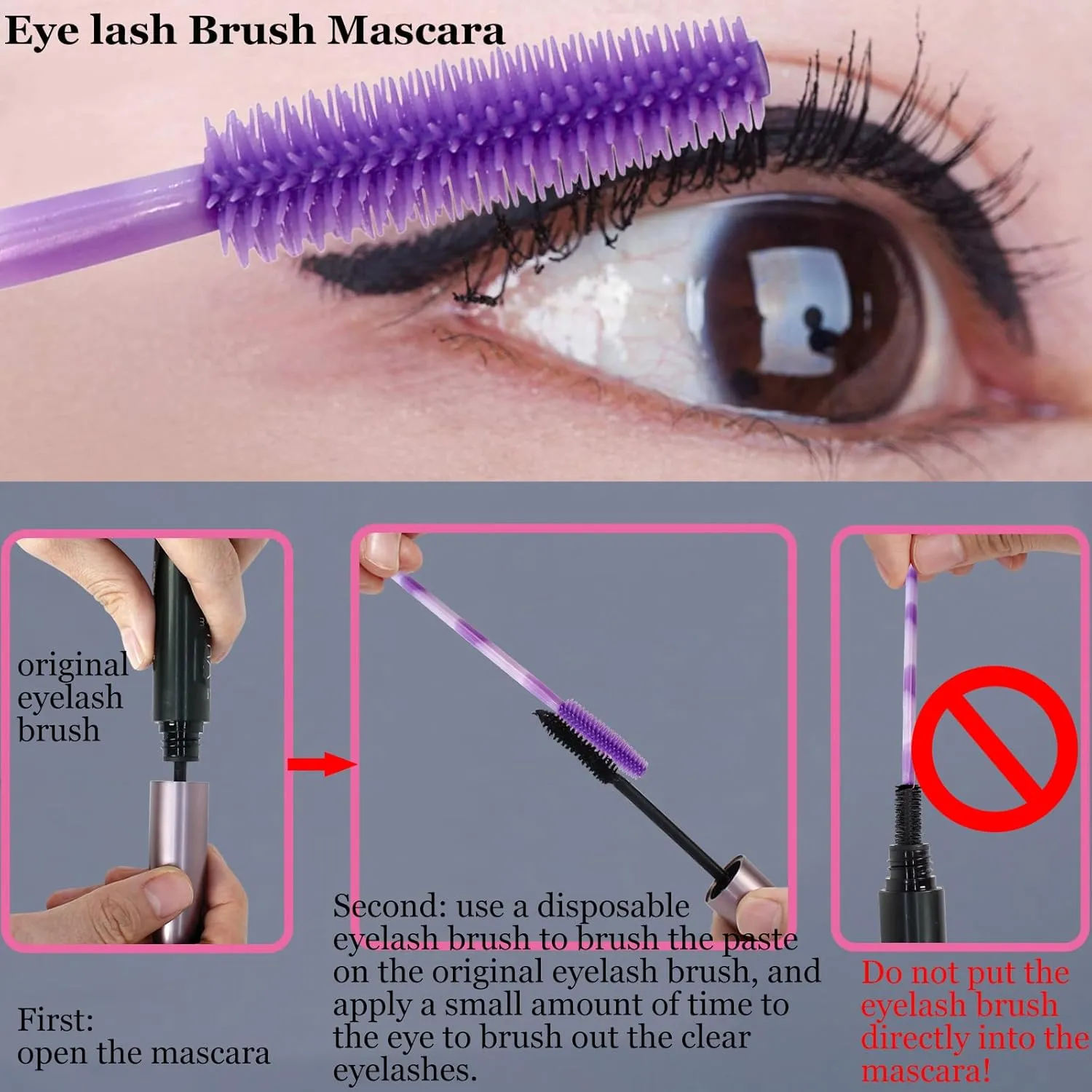 100PCS Eyelash Brush One-Off Disposable Eyelash Mascara Brushes Mascara Wands Disposable Lip Applicators liner Brushes Women