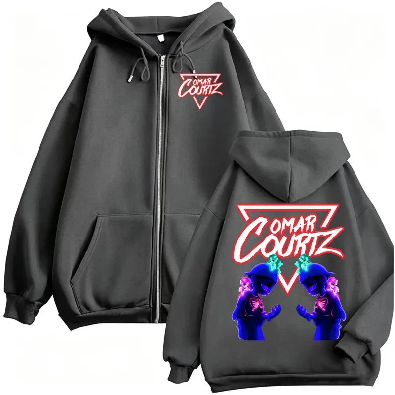 Omar Courtz Por Si Manana No Estoy Tour 2026 Zip Up Hoodies Men Women Retro Hip Hop Pop Music Sweatshirt Jacket Coats Streetwear — image 5