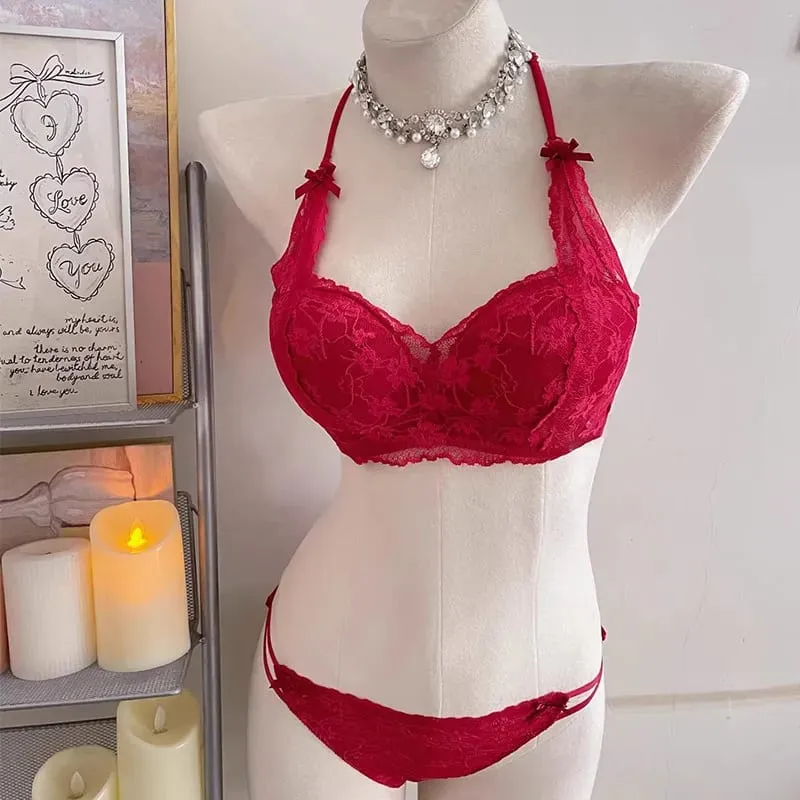 セクシーな BANERDANNI Halter Lace Bra Bow Padded Push Up Wireless Brassiere Soft Lingerie Small Bust Ladies Daily Casual Underwear — image 7