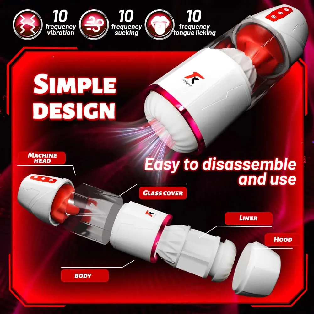 Automatic Male Masturbators-with 10 Sucking & Tongue licking & Vibrating Modes Blowjob Masturbation Cup Sex Toys for Men Coupes