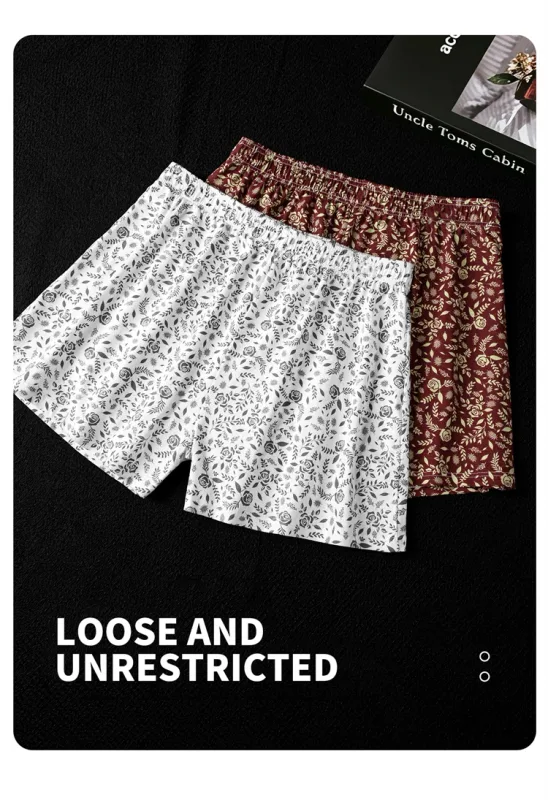 MiiOW 3Pcs Cotton Men Underwear Boxershorts Breathable Rose Print Man Underpants Skin-friendly Large Size Men's Shorts Panties — image 15