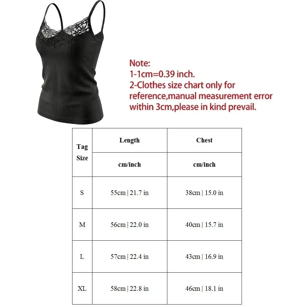 Solid Color Lace Tank Tops Ribbed Texture V Neck Design Ribbed Camisole Y2k Style Elastic Fabric Elastic Tank Tops For Women — image 7