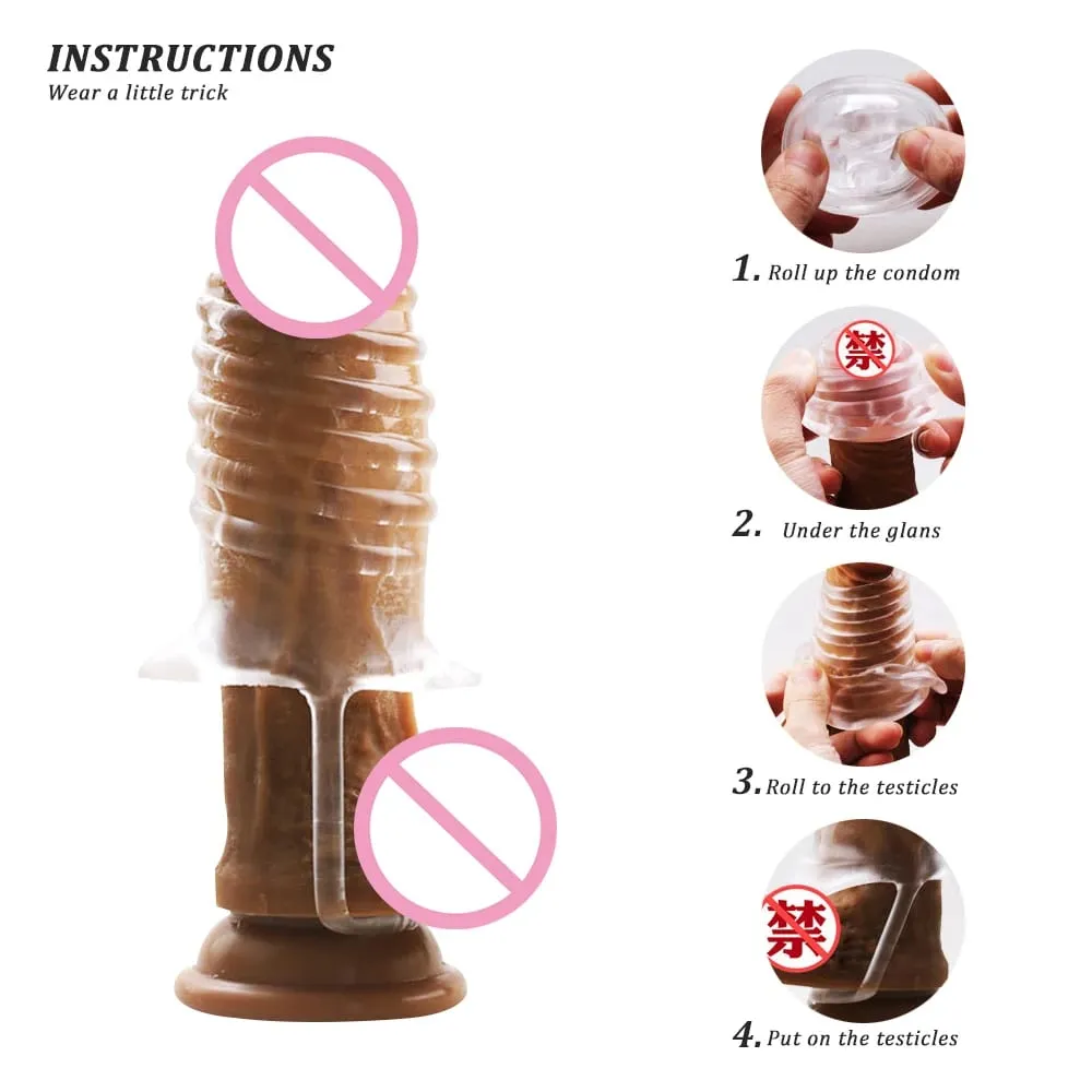 Men's Cock Ring Penis Sleeve Delay Ejaculation Penis Enlargement Reusable Condom Dildo Male Adult Sex Toys — image 3
