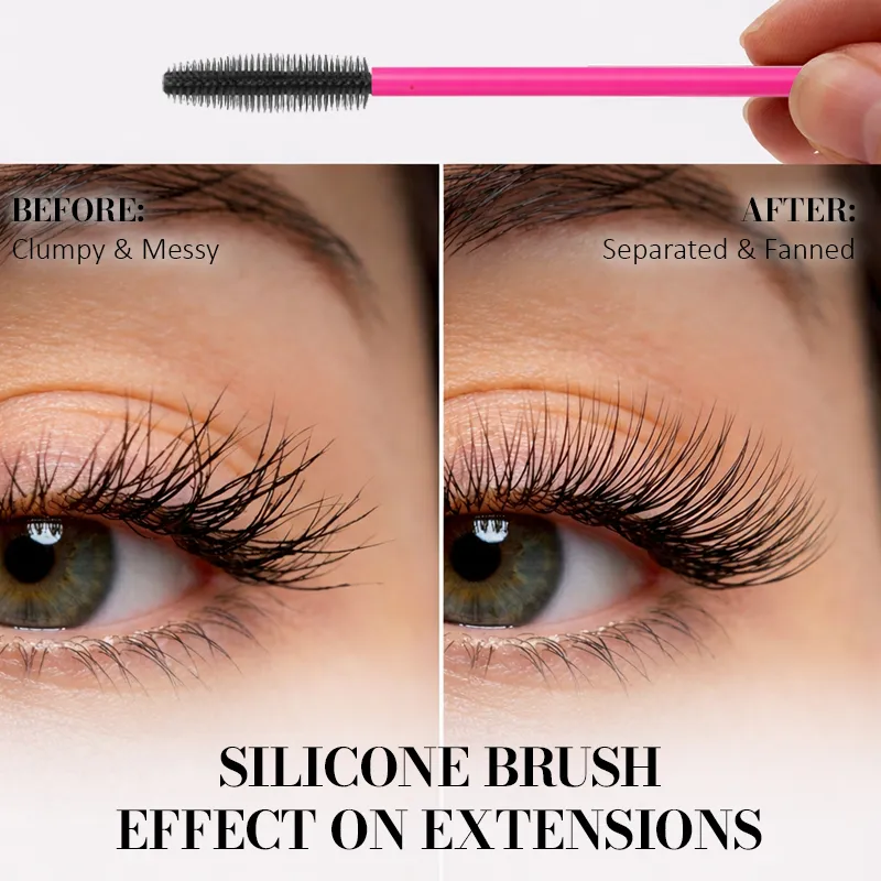 Silicone Eyelash Brush Mascara Wands Applicator Eyebrow Comb Rod Spoolies Eyelashes Brushes Lash Extension Supplies Makeup Tools — image 3