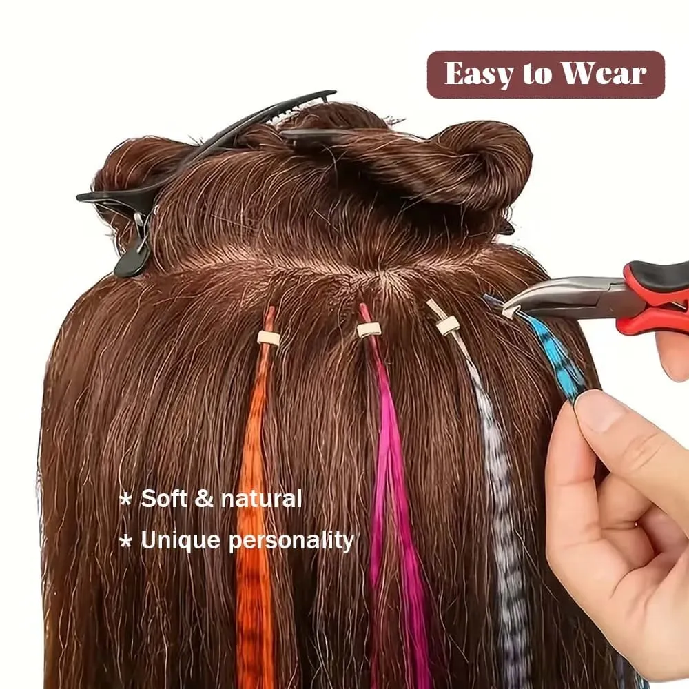 16''4 mixed-color I-TIP Sweet-Cool Hot Style Y2K MillenniumHot Girl Neon Leopard Print Colorful Feather synthetic hair extension — image 5